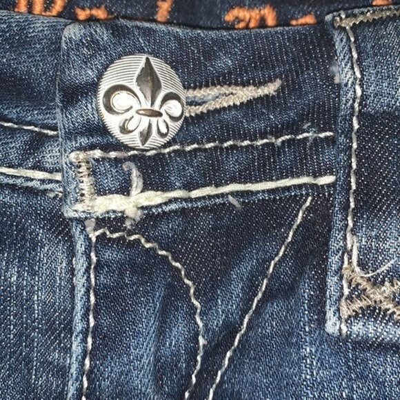 Rock Revival Sasha P31 Bootcut Jeans Womens 29 Dark Wash Distressed Denim Embroi - Picture 8 of 15